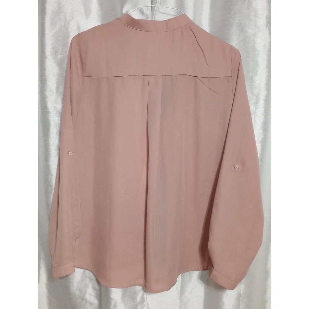 𝅺SWEET Rain Work BLOUSE Antique Rose Pink Navy Cream Top - Picture 3 of 8